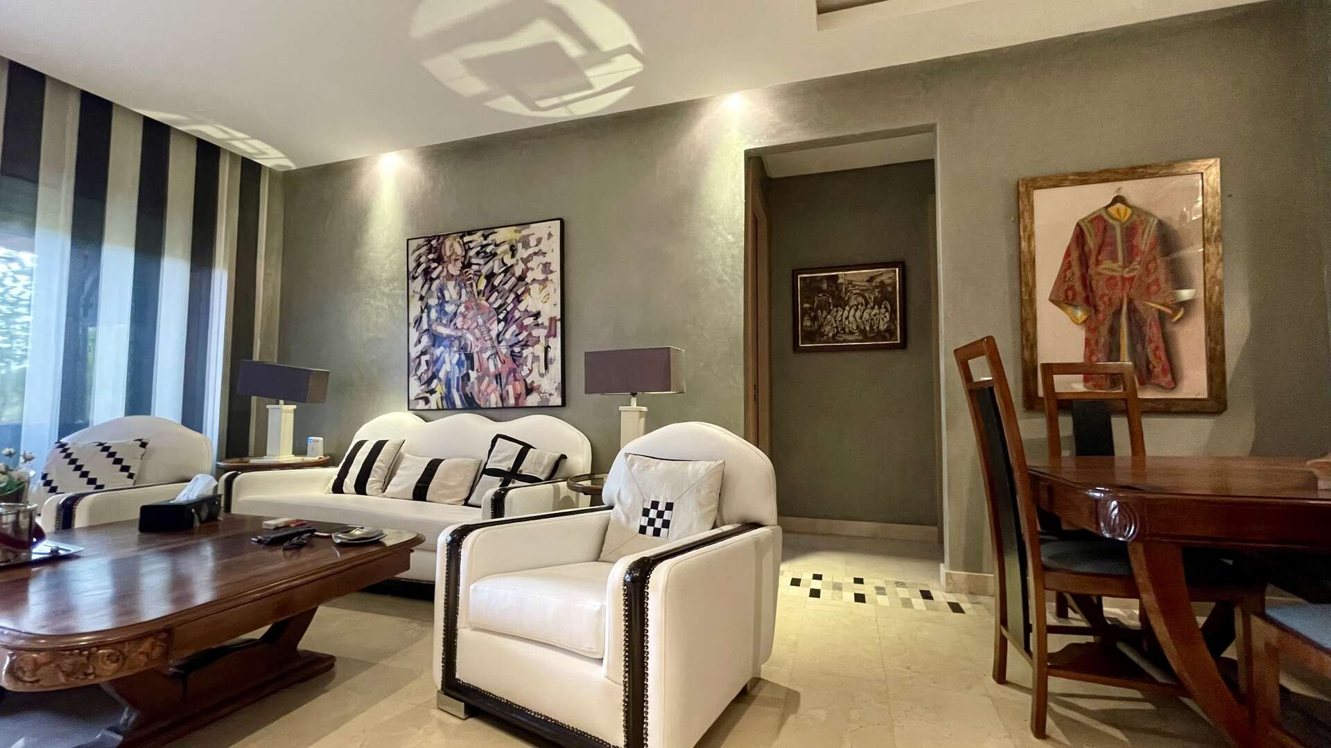 Location longue durée ,Appartement, À louer – Superbe appartement meublé en rez-de-jardin avec vue imprenable sur le golf et l’Atlas,Marrakech,Golf Prestigia