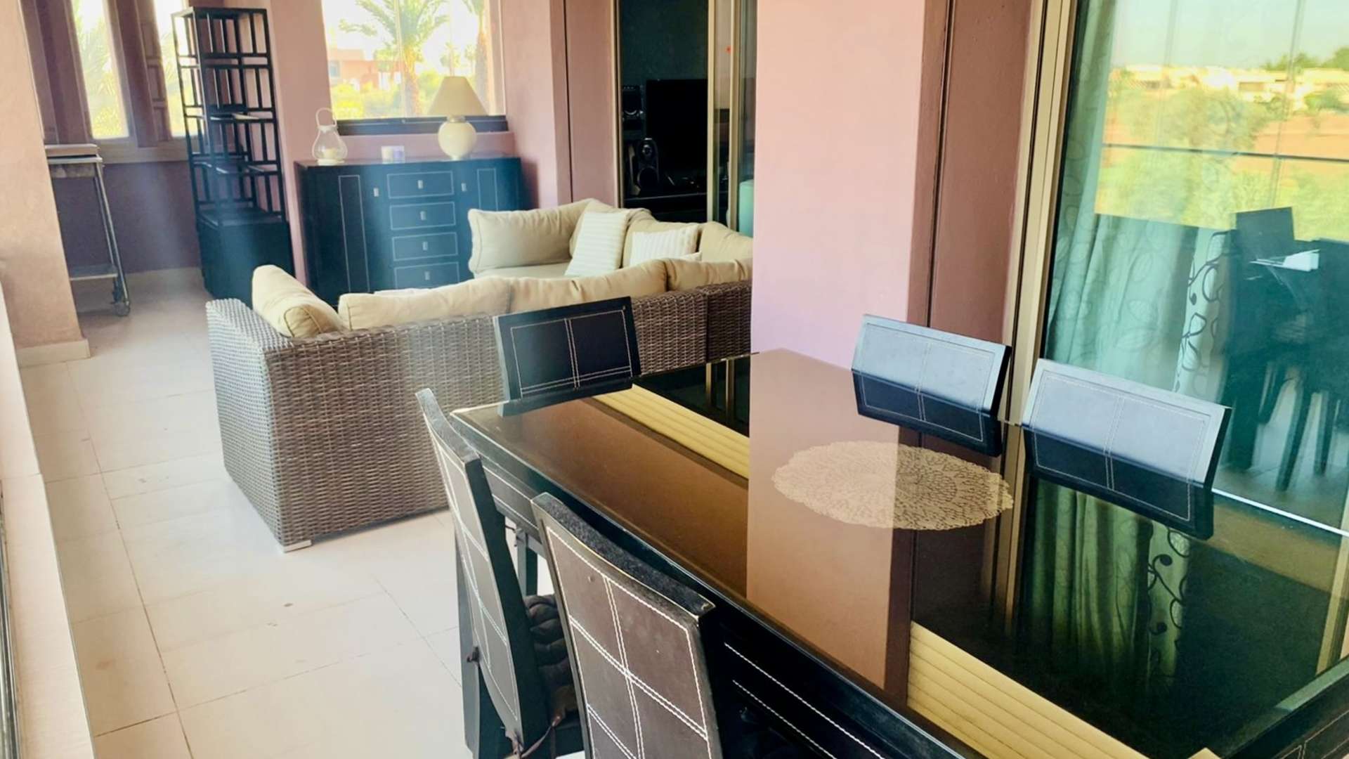 Location longue durée ,Appartement,Appartement 2ch salon avec superbe Terrasse Fermée Vue Golf & Atlas sur Prestigia,Marrakech,Golf Prestigia